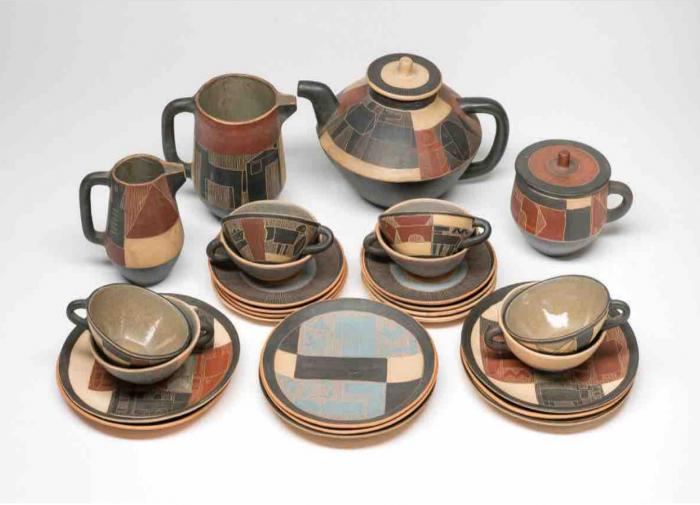 Juego de Té completo en cerámica decorada