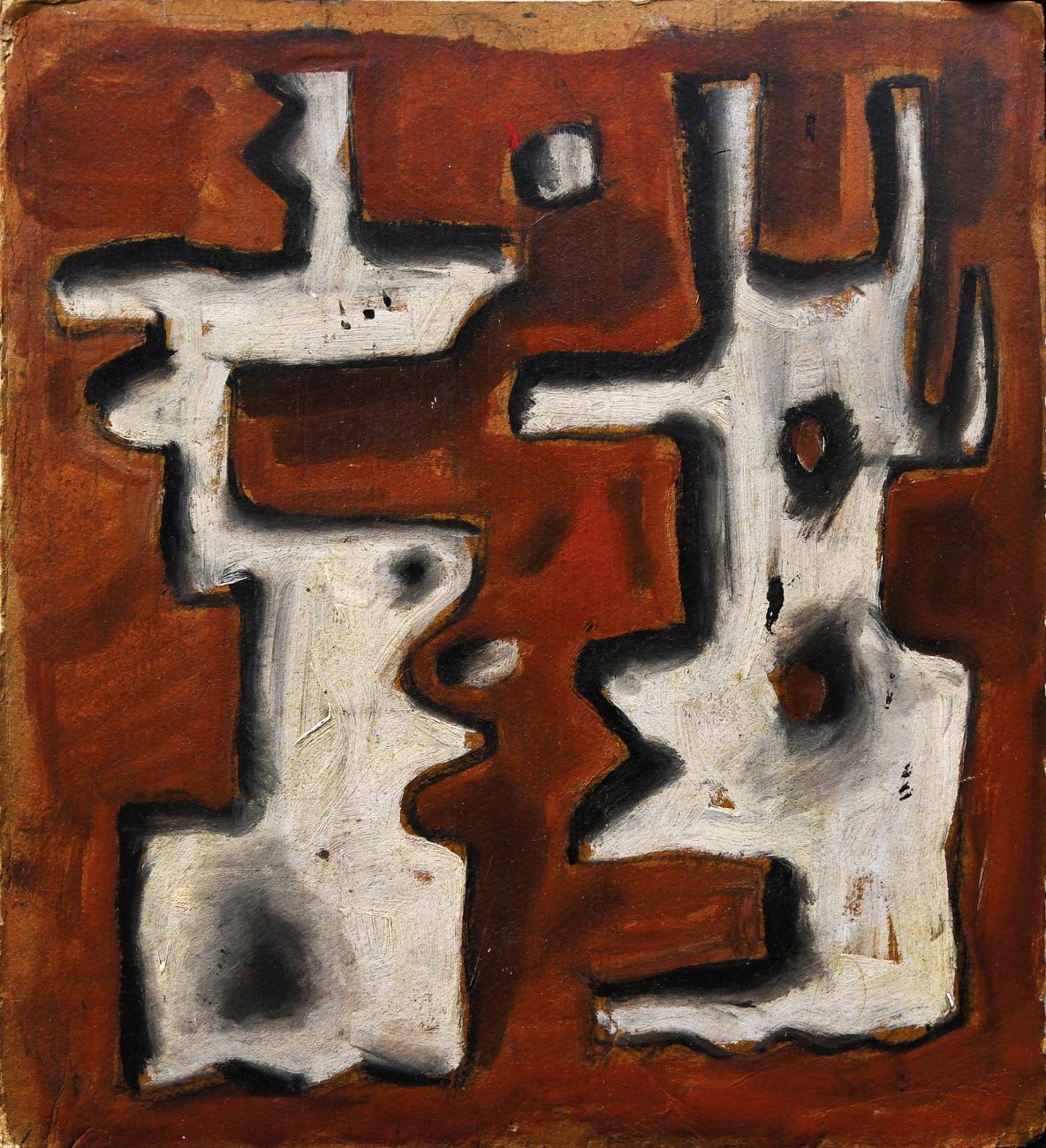 Forma Blanca sobre fondo rojo